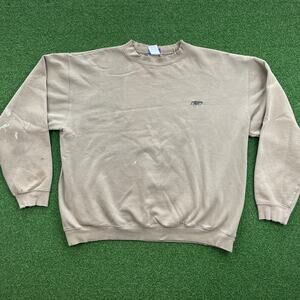 Vintage Reebok Beige Embroidered Crewneck Sweatshirt Sz 2XL